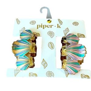 🐚🌊Piper K Gold shells - 🐚 Enamel Shell Claw Clips- Retro sea shell hair clip-